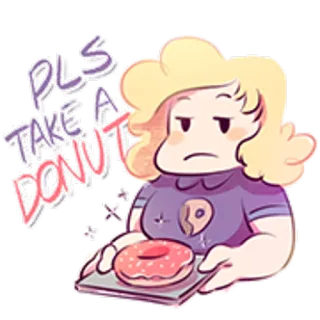 😒 PLS TAKE A DONUT donut, nourriture, dessin animé, offre, dessert whatsapp sticker