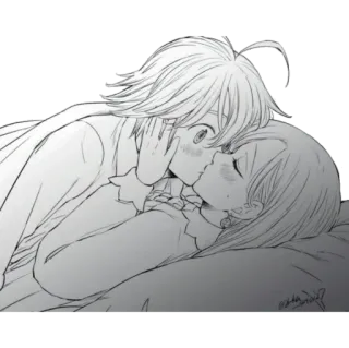 💕 küssen, anime, paar, romantik telegram sticker