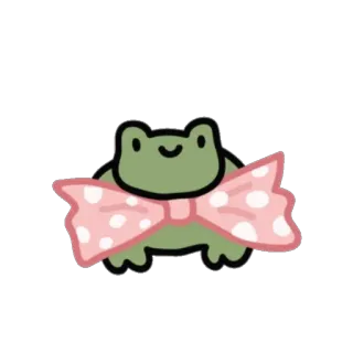 🎀 ếch, nơ, dễ thương, động vật, hoạt hình, kawaii telegram sticker