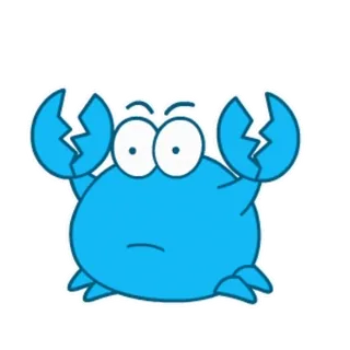 😕 Krabbe, Cartoon, Tier, Blau, Meerestier, Ozean, Lustig, Süß whatsapp sticker