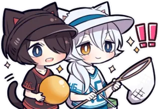 🏖 Anime, Katze, Freunde, Kawaii, Süß, Verspielt whatsapp sticker
