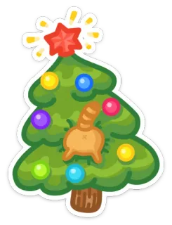 🎅 pohon natal, kucing, bintang, ornamen, dekorasi, liburan telegram sticker