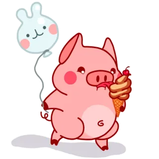 🍦 babi, es krim, balon, imut, hewan, kartun, makanan telegram sticker
