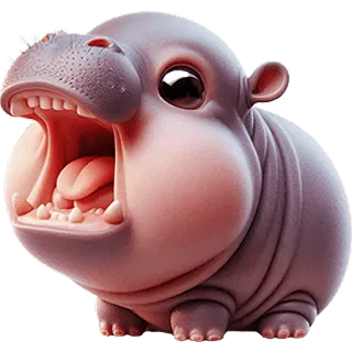 📢 ippopotamo, cartone animato, animale, carino, mammifero whatsapp sticker