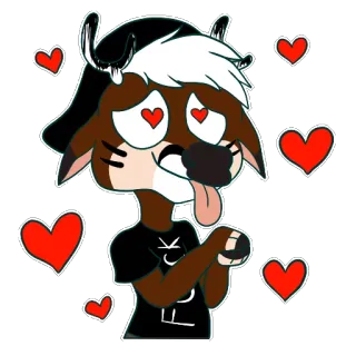 😍 FUCK Cartone animato, Cervo, Amore, Cuori, Offensivo telegram sticker