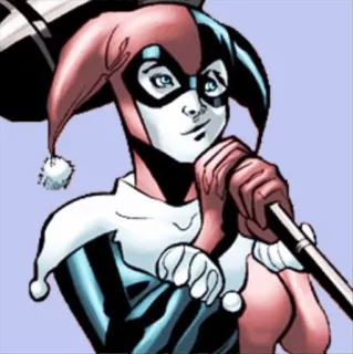 🦇 Harley Quinn ฮาร์ลีย์ ควินน์, ดีซีคอมมิกส์, ตัวร้าย, ตัวตลก, หนังสือการ์ตูน, ซูเปอร์ฮีโร่ telegram sticker