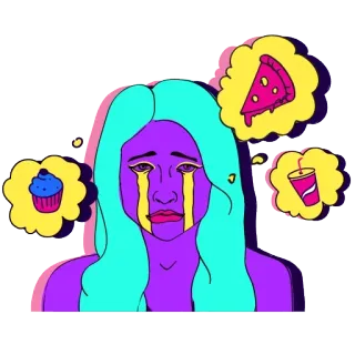 🙁 tristeza, antojo, comida, pizza, refresco, cupcake, llorando telegram sticker