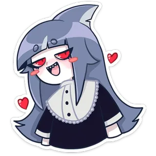 ☺️ anime, shark, girl, cartoon, sticker, cute telegram sticker