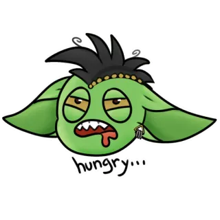 🍽 hungry... yêu tinh, đói, xanh lá, hoạt hình, quái vật telegram sticker