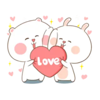 💙 Love love, heart, cute, animals, cartoon, kawaii, friendship telegram sticker
