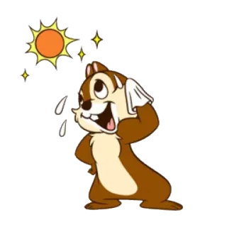 ☀ Chip chip, ardilla listada, dibujos animados, disney, sudor, calor, sol, personaje telegram sticker