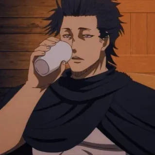 👑 Yami Sukehiro Black Clover Anime, Black Clover, Yami Sukehiro, Bebiendo, Personaje, Fanart telegram sticker