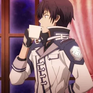 ⚜ Anime, Charakter, Weiße Uniform, Trinken, Tasse, Tee telegram sticker