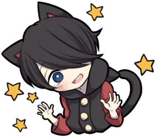 ⭐ Anime, Katzenohren, süß, Cartoon, Sterne telegram sticker