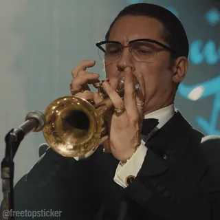 🎺 @freetopsticker musicien, trompette, musique, jazz, instrument, performance whatsapp sticker