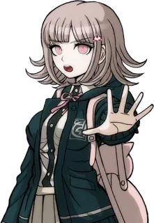 🤚 Chiaki Nanami Danganronpa anime, video game, character, gesture, hand telegram sticker