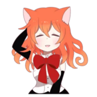 😌 애니메이션, 고양이 귀, 만화, 귀여운, 카와이, 치비 telegram sticker
