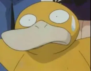 😓 Psyduck Pokemon Psyduck, Pokémon, cartoon, dier, geel, verward, zweten telegram sticker