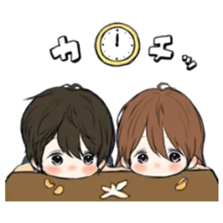 😶 カワイイ mignon, kawaii, horloge, couple, animé telegram sticker