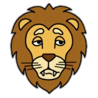 🦁 lion, dessin animé, animal, triste, tête de lion whatsapp sticker