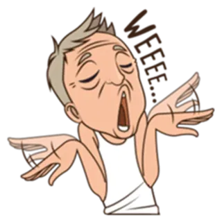 🐞 WEEEEEE desenho animado, homem, sonolento, cansado, bocejo whatsapp sticker