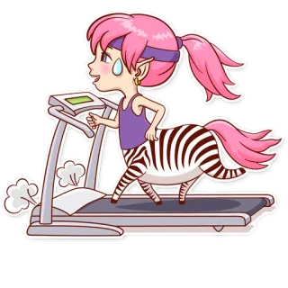 🏃 desenho animado, zebra, exercício, esteira, híbrido, personagem, fitness, corrida telegram sticker