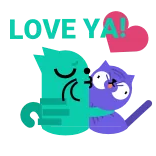 😘 LOVE YA! 사랑, 하트, 고양이, 키스, 귀여운, 애정, 우정 whatsapp sticker