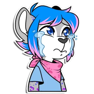 😭 Furry, Verdrietig, Huilend, Cartoon, Dier, Personage whatsapp sticker
