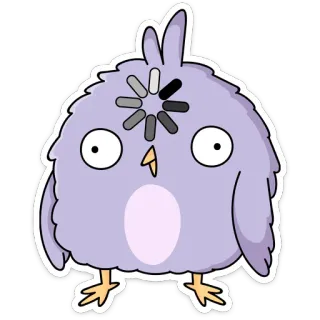🤔 птица, загрузка, мультик, пушистый, милый, наклейка whatsapp sticker