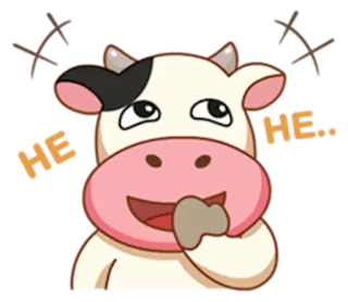 😋 HE krowa, zwierzę, kreskówka, naklejka, słodkie telegram sticker