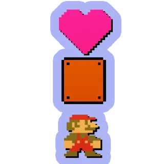 😘 Mario Mario, coeur, pixel art, jeu vidéo, tuyau telegram sticker