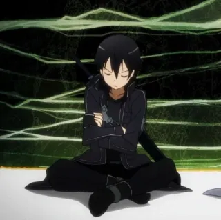 😒 Kirito Sword Art Online Anime, Spada, Personaggio, Videogioco, Fantasy, Sword Art Online telegram sticker
