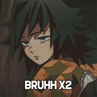 🗿 BRUHH X2 Anime, Manga, Demon Slayer, Giyu Tomioka, Bruh, Drôle telegram sticker