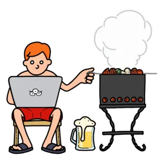 🍺 barbecue, computer, relaxation, leisure, grilling telegram sticker
