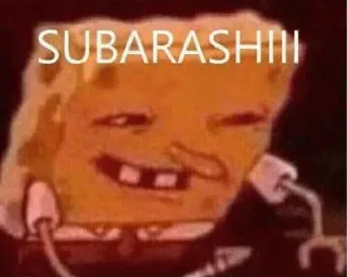 😁 Spongebob Squarepants SUBARASHIII spongebob, anime, ekspresi, subarashii, meme whatsapp sticker