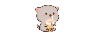 🥤 猫, タピオカミルクティー, かわいい, 可愛い, 動物 telegram sticker