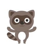 😉 guaxinim, animal de desenho animado, mamífero, fofo, amigável telegram sticker