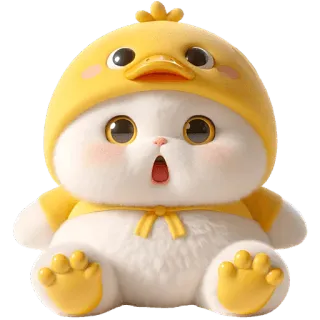 😯 Kreskówka, Słodki, Zwierzę, Kurczak, Kawaii, Postać telegram sticker