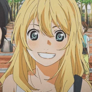 🩰 anime, meisje, glimlachend, blond, schattig, portret telegram sticker