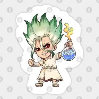 🔥 Senku Ishigami Dr. Stone Dr. Stone, เซ็นคู อิชิงามิ, อนิเมะ, มังงะ, วิทยาศาสตร์, การ์ตูน telegram sticker