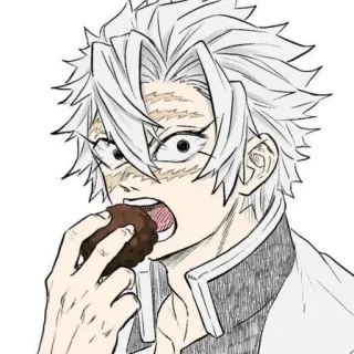 🤍 Sanemi Shinazugawa Demon Slayer 动漫, 漫画, 鬼灭之刃, 不死川实弥, 风柱, 吃 telegram sticker