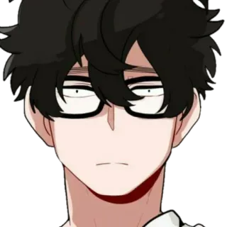 😐 Anime-Stil, Cartoon, Brille, Gesicht, Ausdruck, Ernst whatsapp sticker