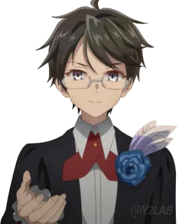 🤚 @Y2LAB Anime, Karakter, Pria, Kacamata, Formal, Setelan telegram sticker