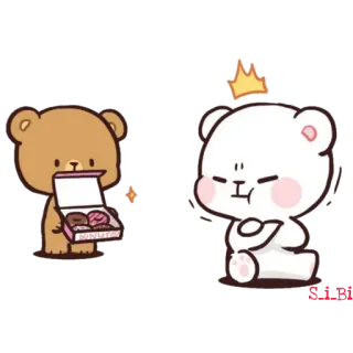 😏 不想吃 可爱, 熊, 甜甜圈, 食物, 甜 telegram sticker