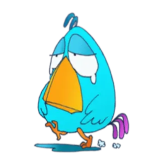 😭 oiseau, dessin animé, triste, larmes, bleu, pleurs, illustration, autocollant telegram sticker