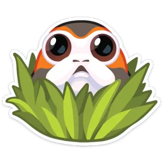 👀 Porg Star Wars porg, Star Wars, pájaro, lindo, animal, hierba telegram sticker