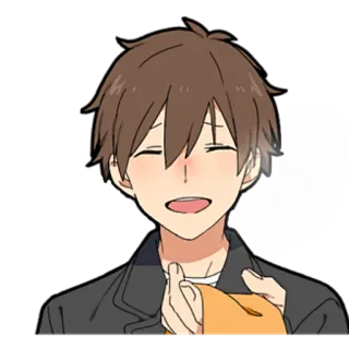 🤗 Аниме, Парень, Улыбка, Счастливый, Мультфильм, Портрет telegram sticker