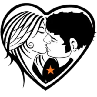 😘 bacio, amore, cuore, romantico, coppia, illustrazione whatsapp sticker
