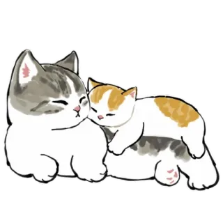 🤗 Katze, Kätzchen, süß, Tiere, schlafend, Mutterkatze, Cartoon whatsapp sticker