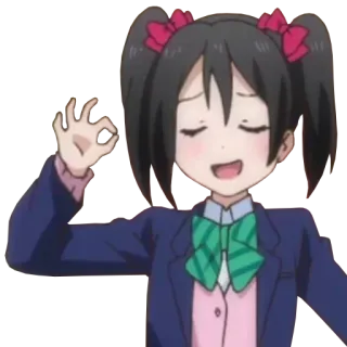 👌 Nico Yazawa Love Live! anime, girl, ok hand gesture, cute, smiling telegram sticker